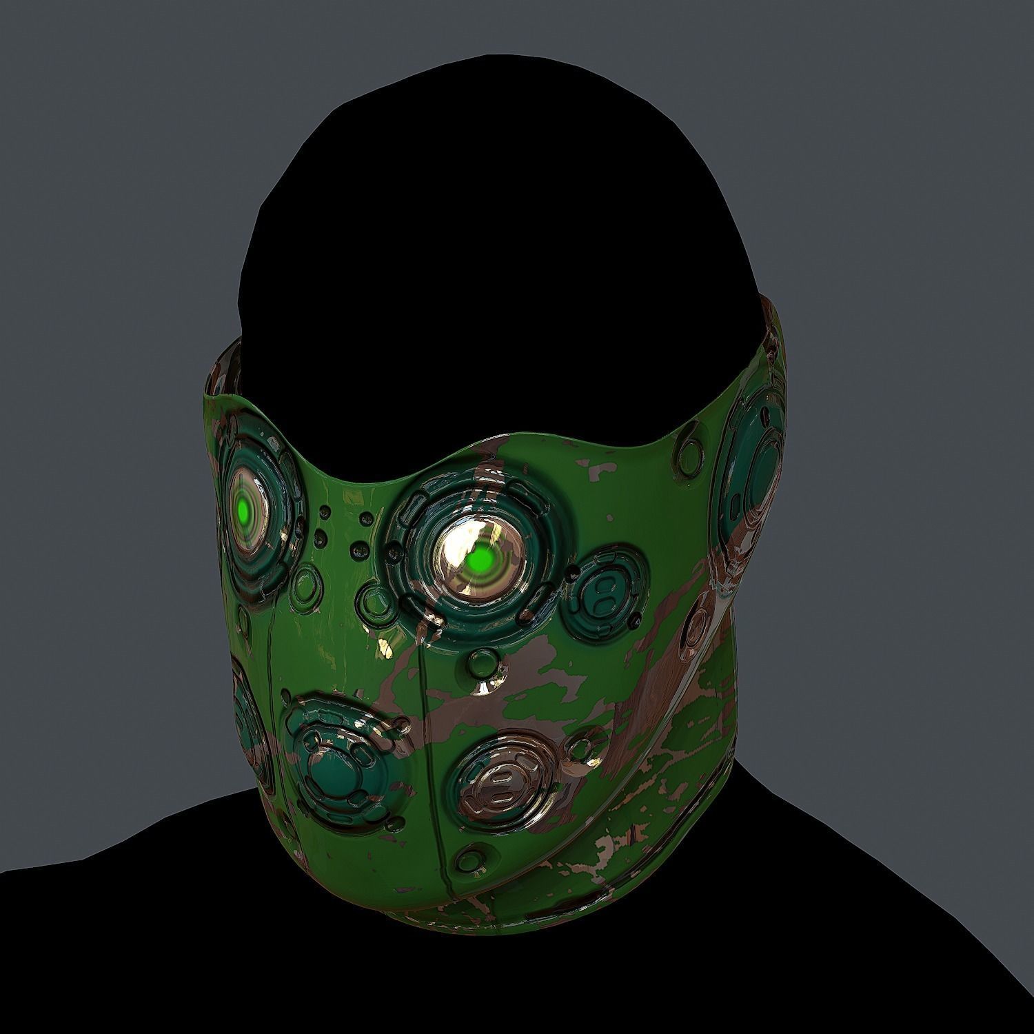 Gas mask helmet 3d model scifi Low-poly Low-poly 3D model_4