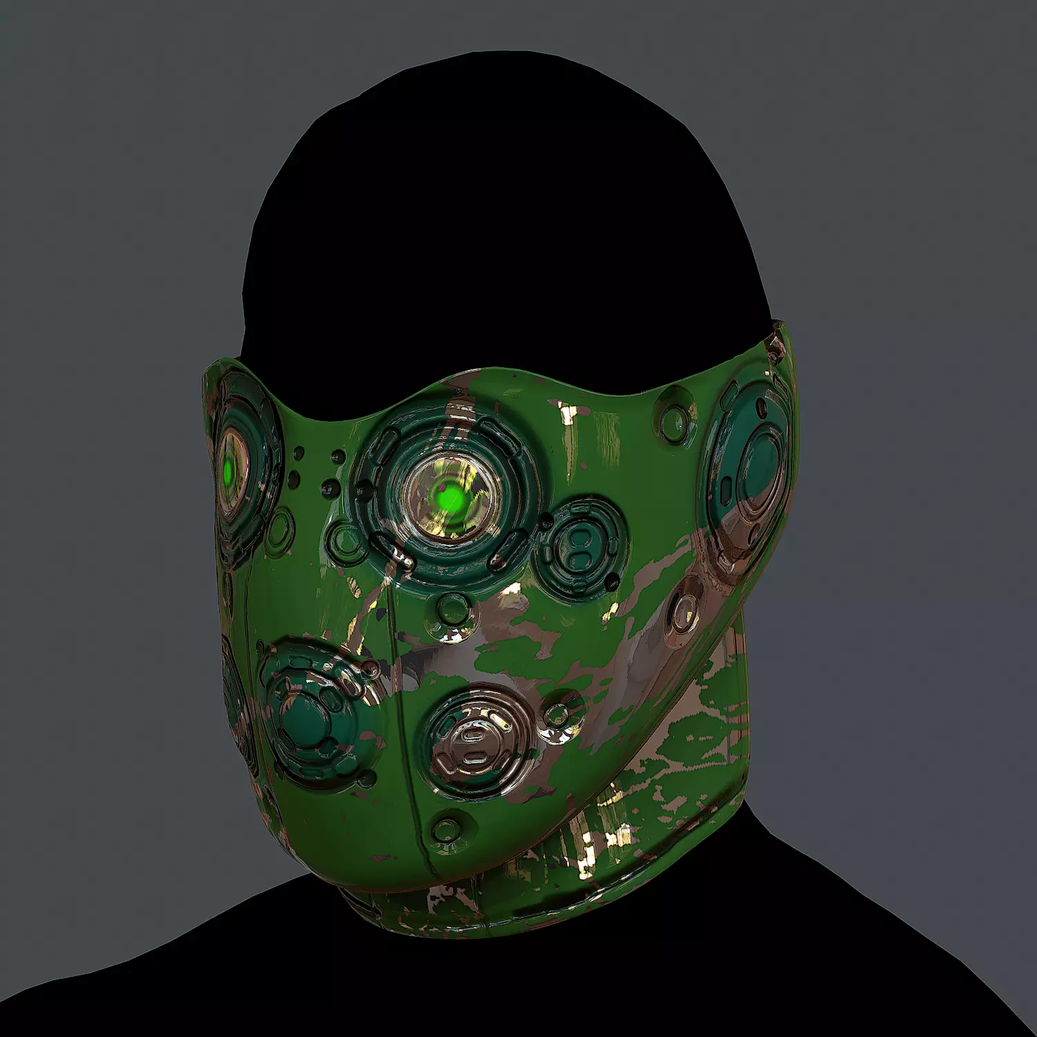 Gas mask helmet 3d model scifi Low-poly Low-poly 3D model_0