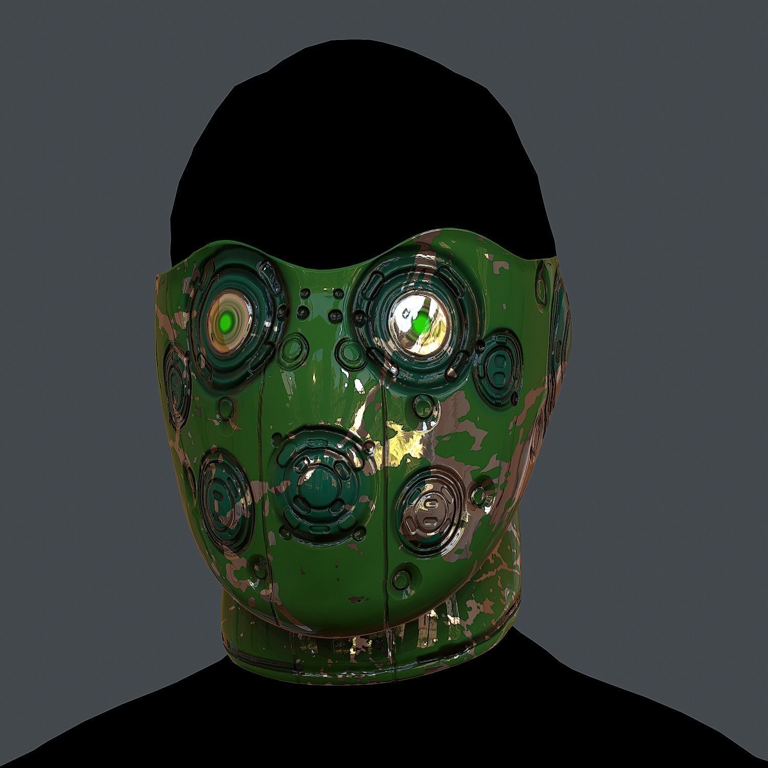 Gas mask helmet 3d model scifi Low-poly Low-poly 3D model_2