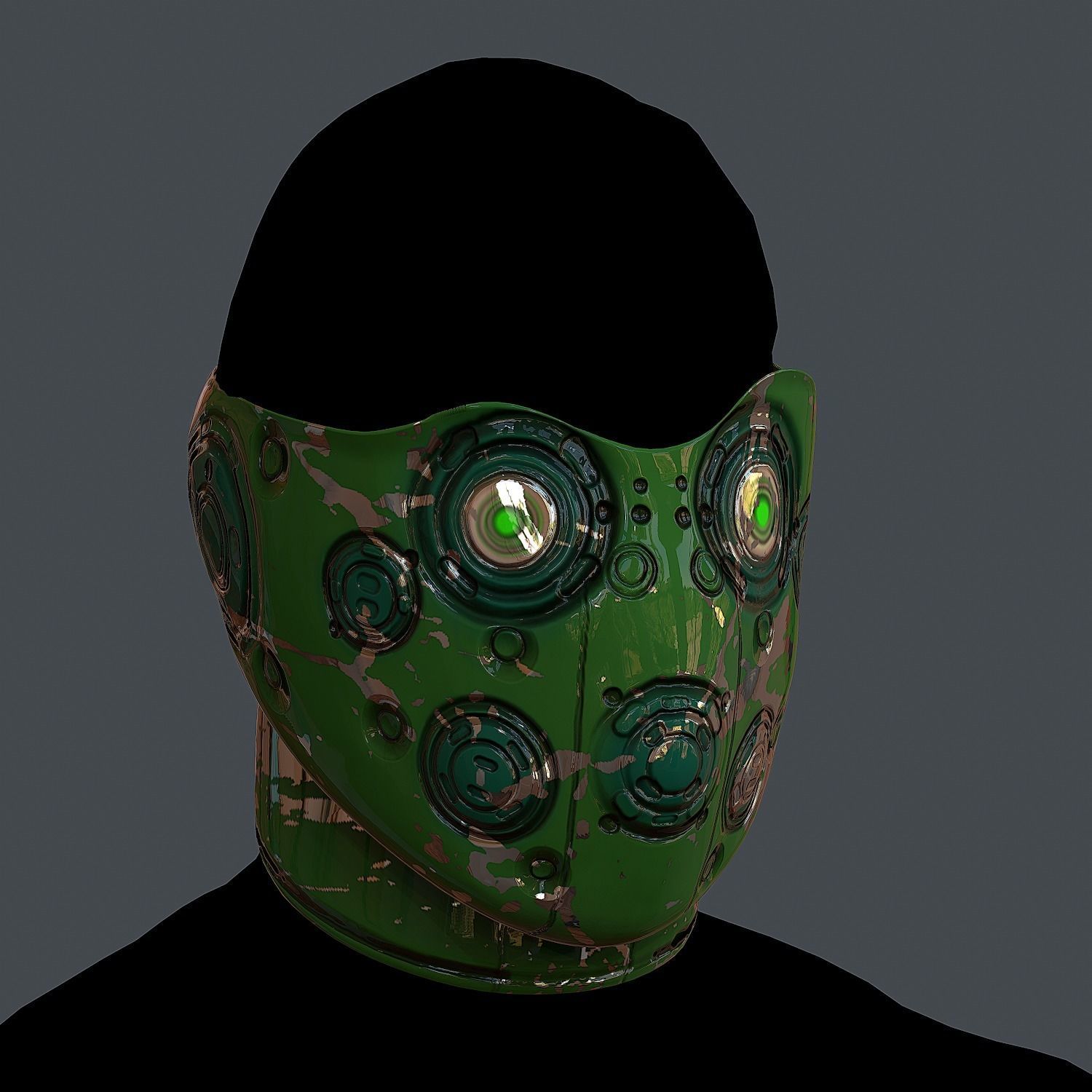 Gas mask helmet 3d model scifi Low-poly Low-poly 3D model_1