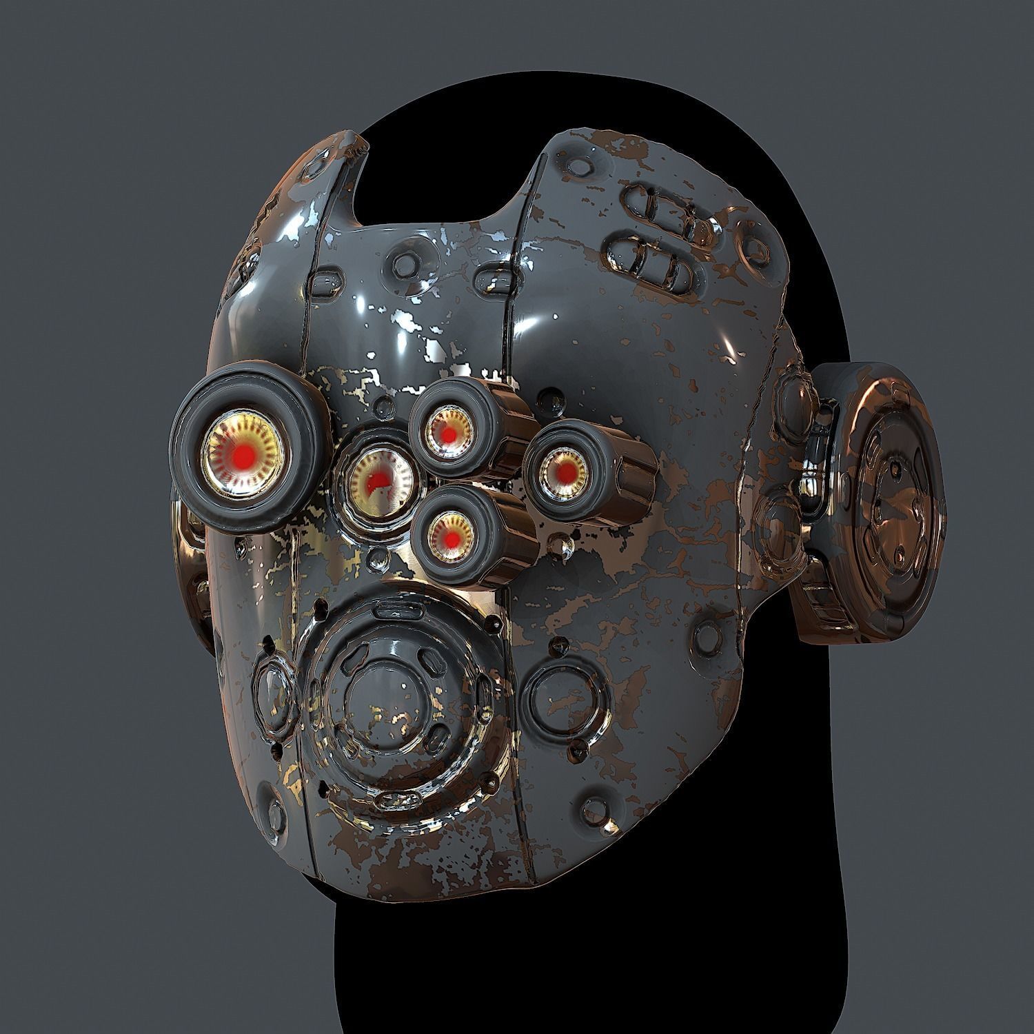 Gas mask helmet 3d model scifi Low-poly 3D model_3