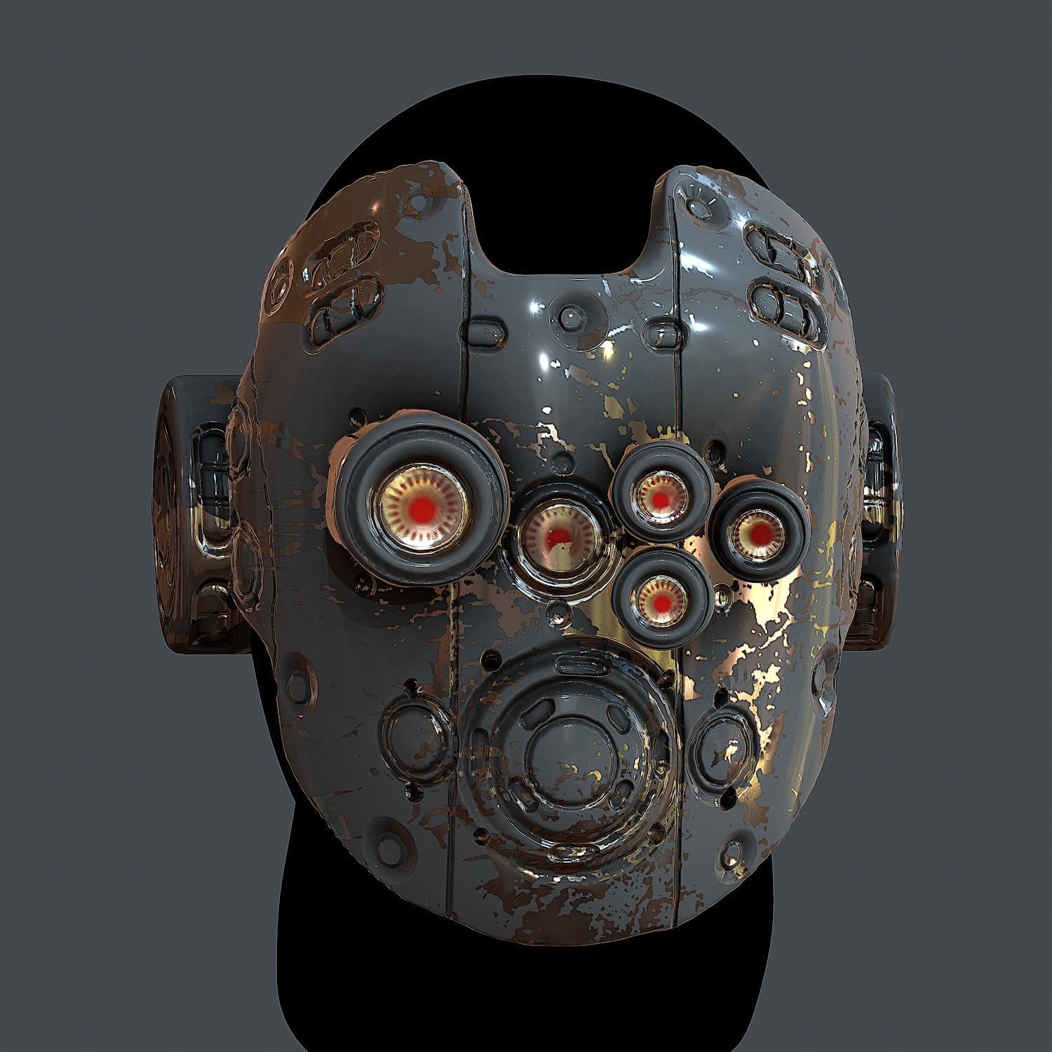 Gas mask helmet 3d model scifi Low-poly 3D model_2