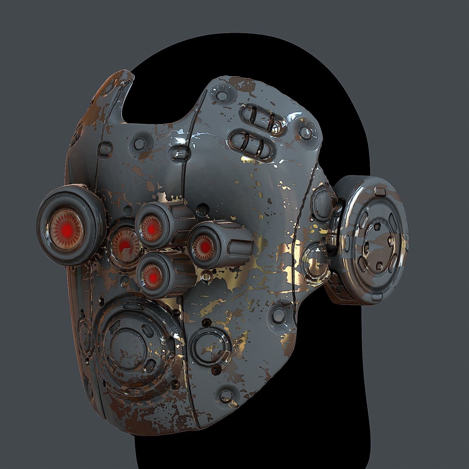 Gas mask helmet 3d model scifi Low-poly 3D model_4