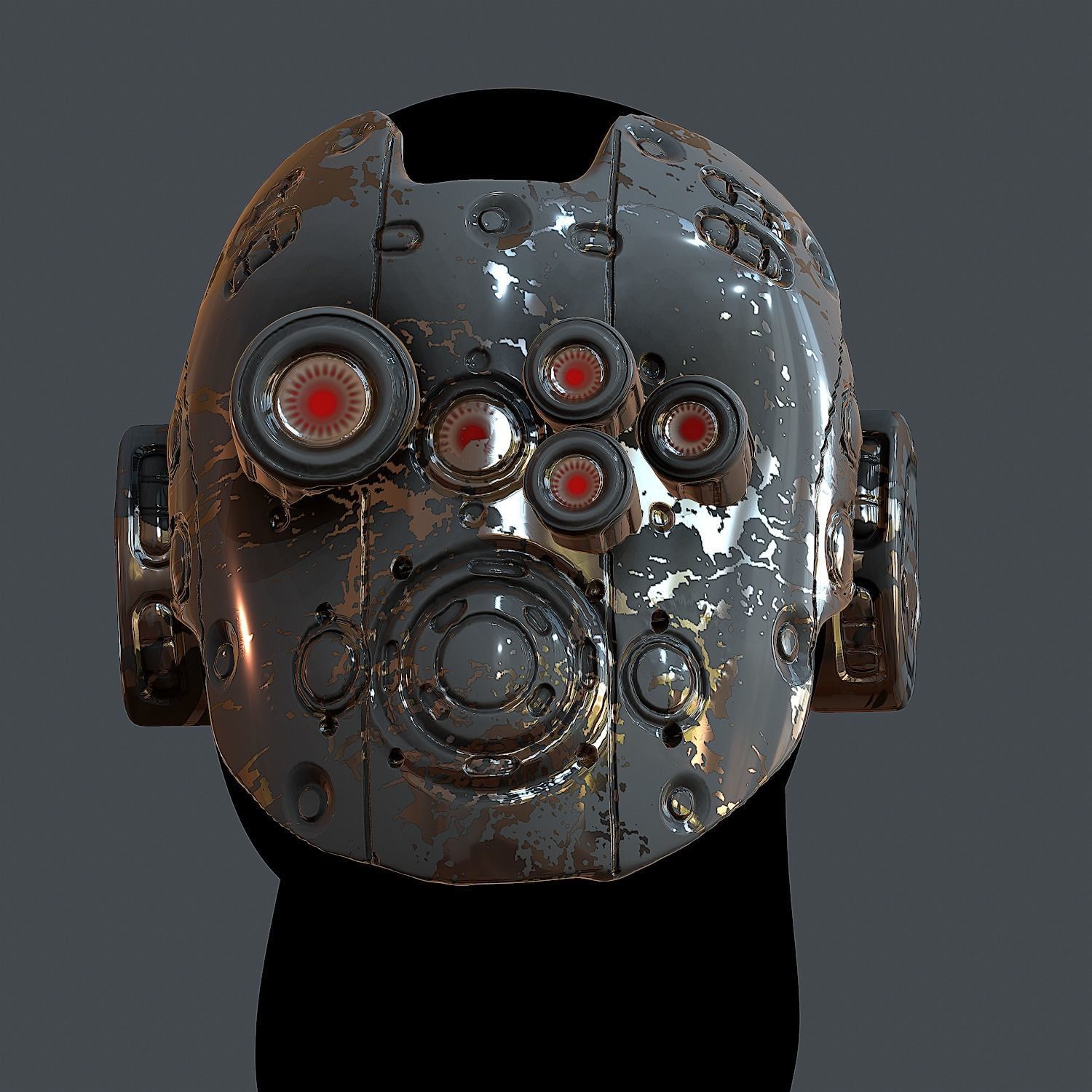Gas mask helmet 3d model scifi Low-poly 3D model_5