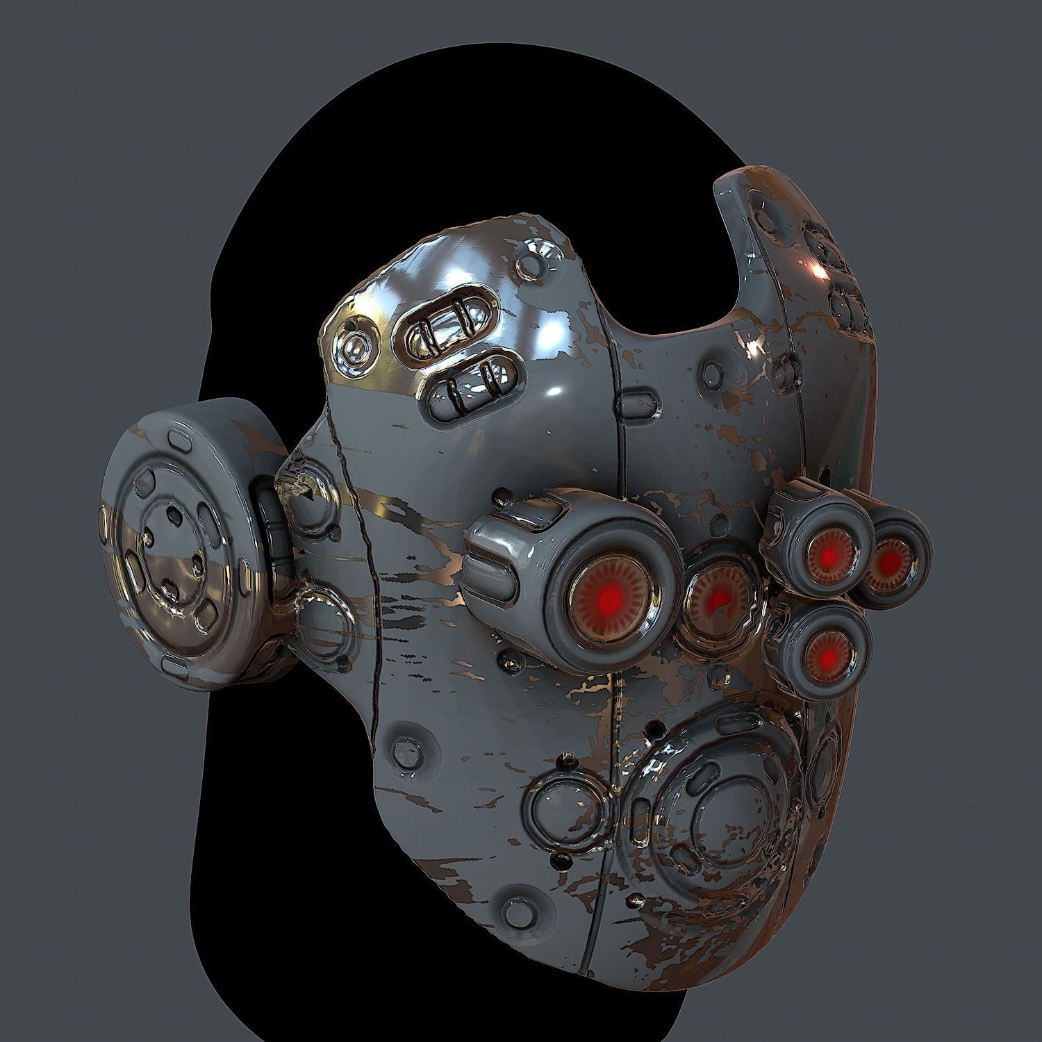 Gas mask helmet 3d model scifi Low-poly 3D model_1