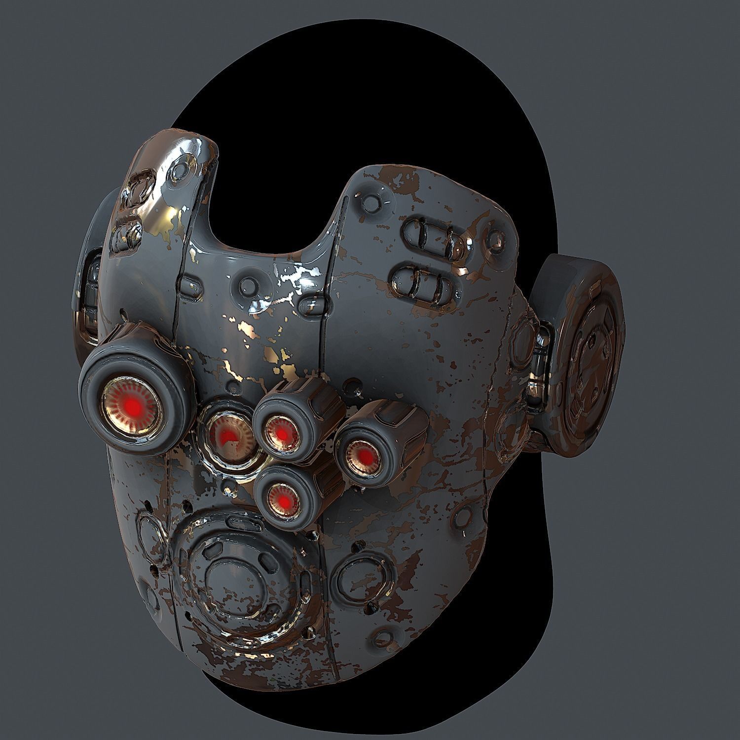 Gas mask helmet 3d model scifi Low-poly 3D model_6