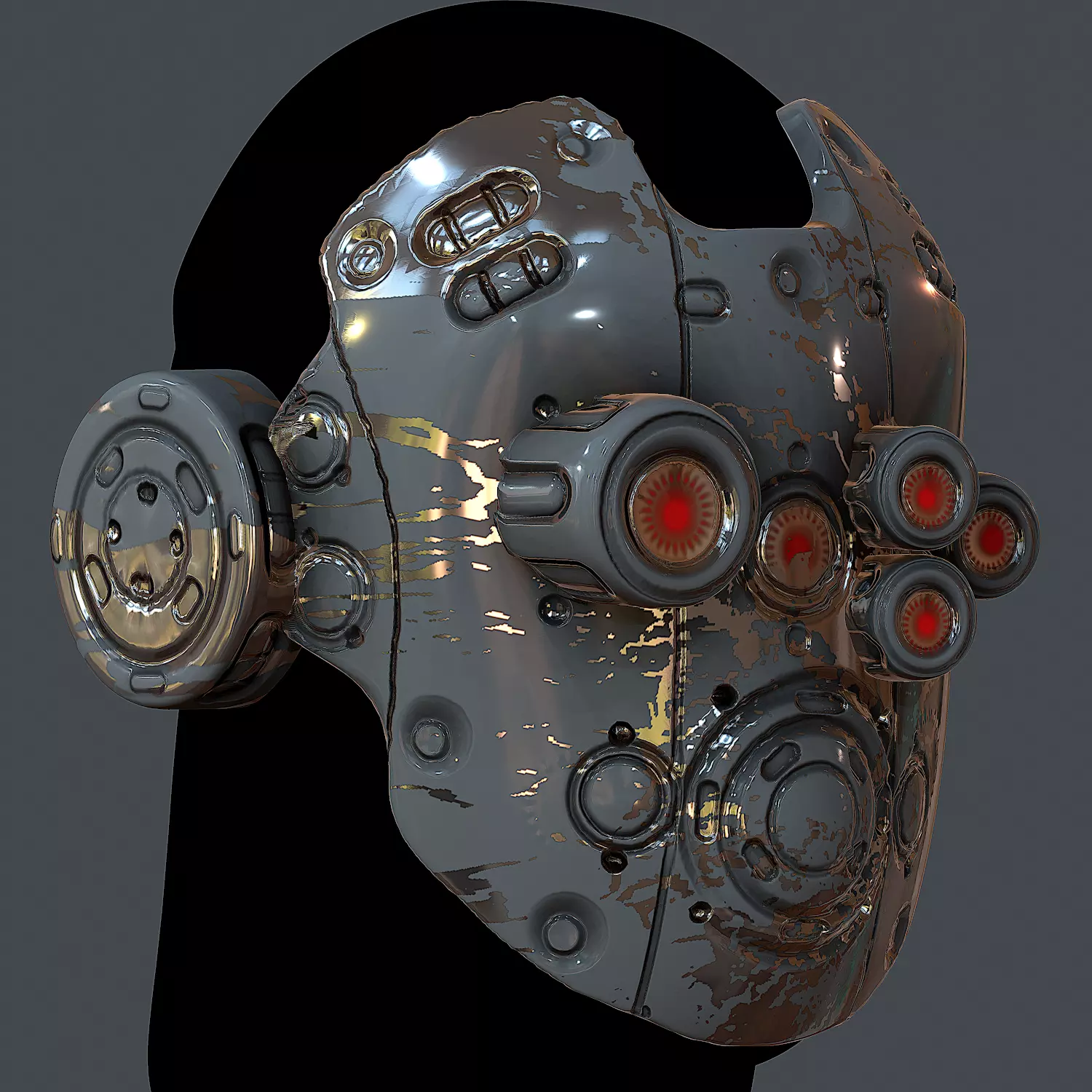 Gas mask helmet 3d model scifi Low-poly 3D model_0