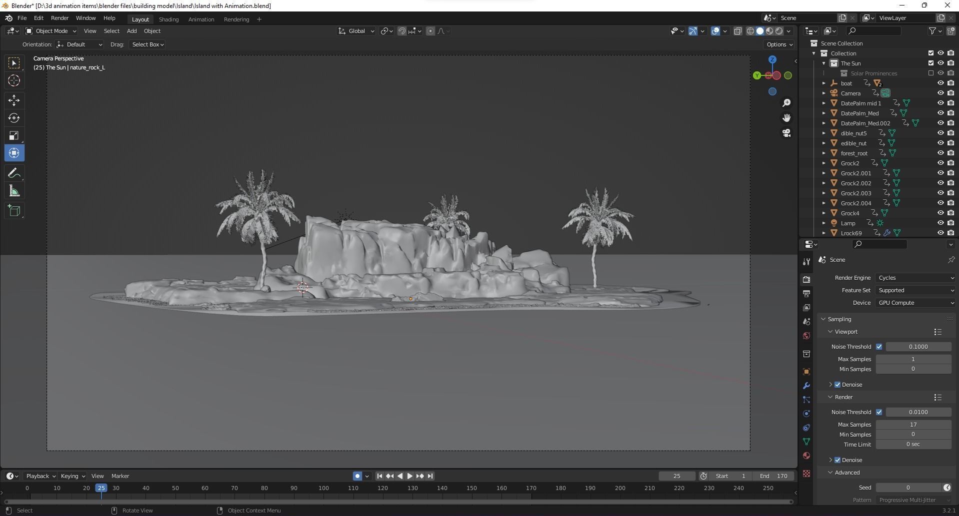 Realistic Island 3D Model with textures and sea 3D model_8