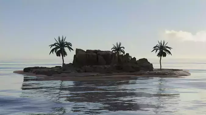Realistic Island 3D Model with textures and sea 3D model