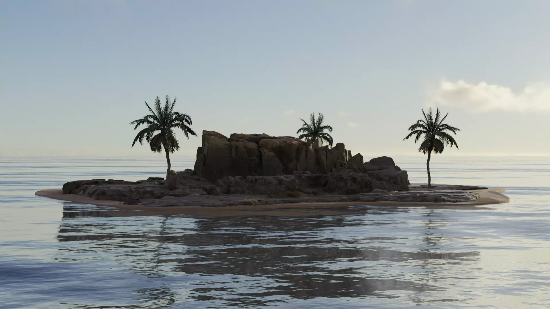 Realistic Island 3D Model with textures and sea 3D model_0