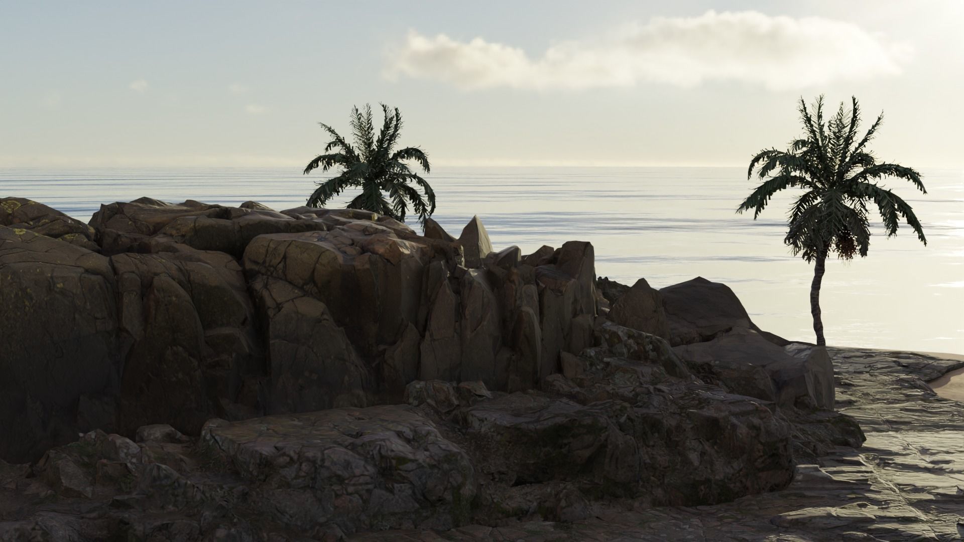 Realistic Island 3D Model with textures and sea 3D model_4