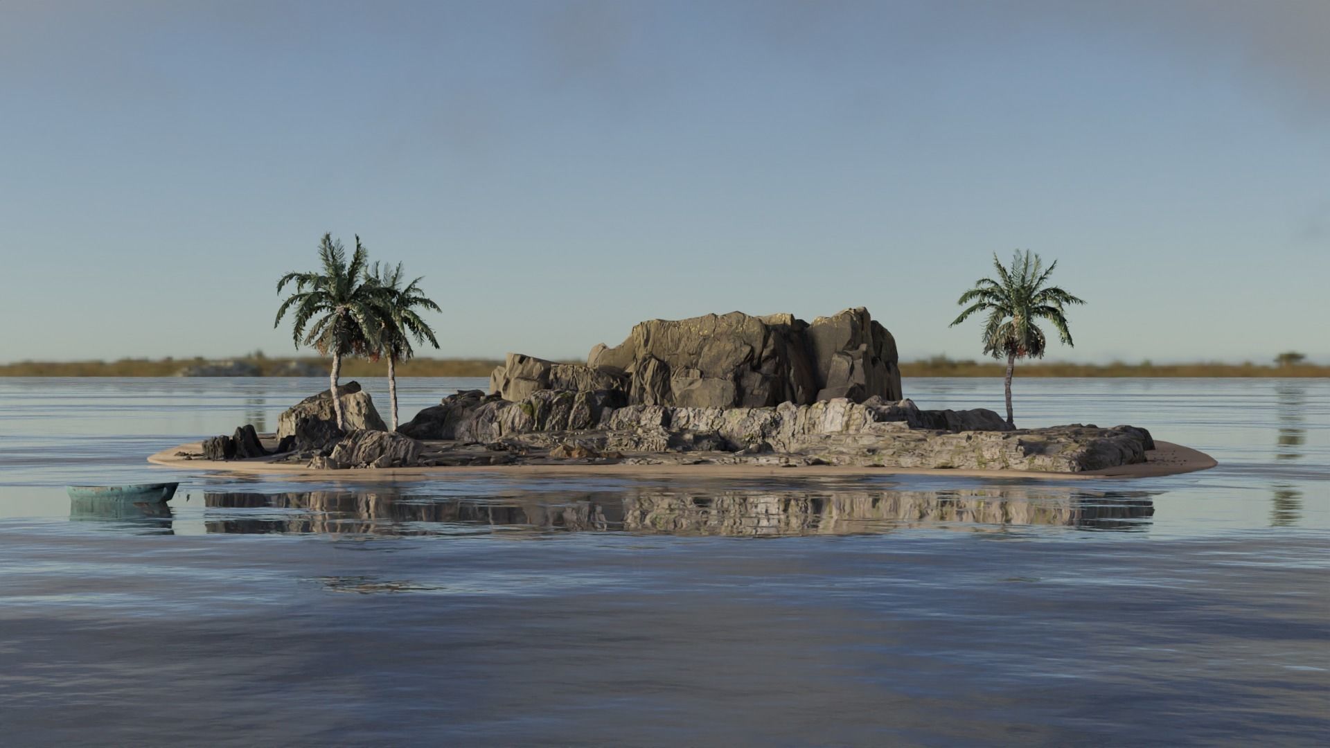 Realistic Island 3D Model with textures and sea 3D model_7