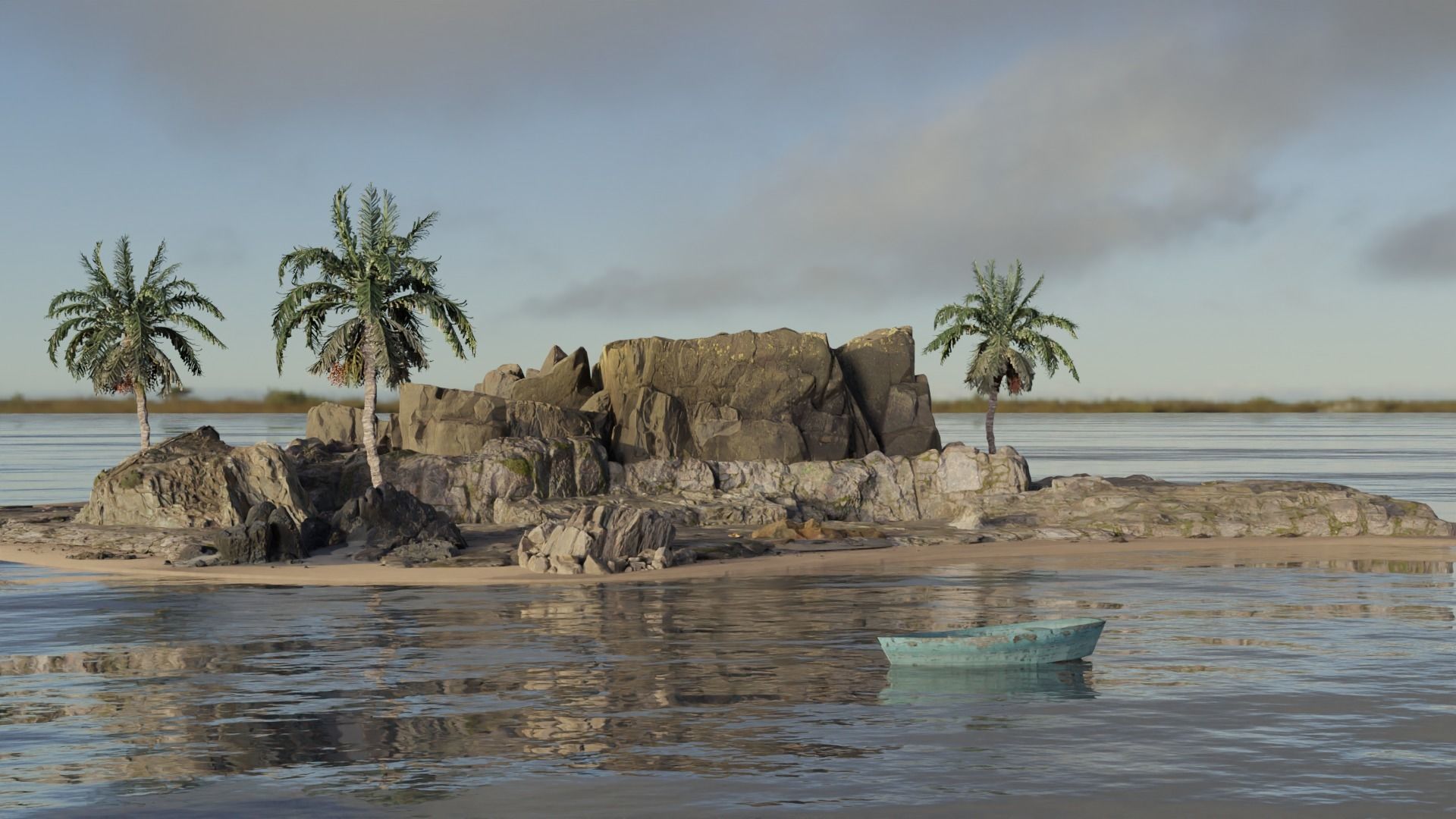 Realistic Island 3D Model with textures and sea 3D model_6