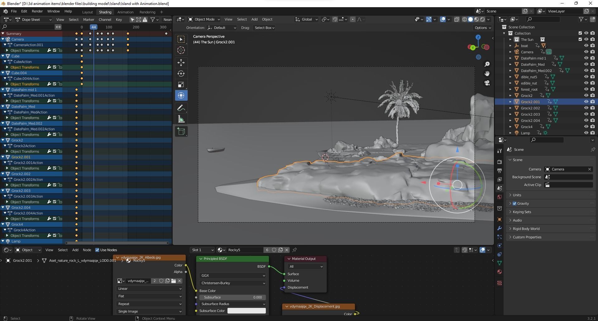 Realistic Island 3D Model with textures and sea 3D model_9