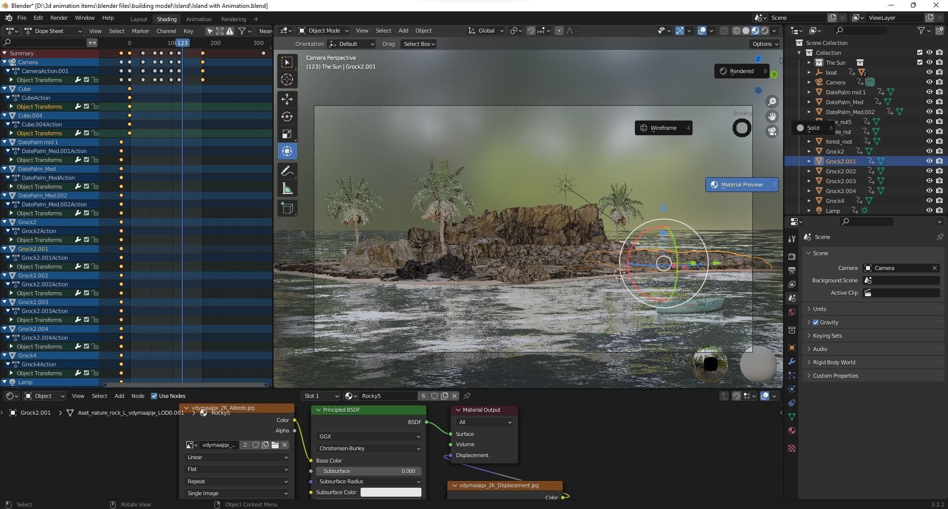 Realistic Island 3D Model with textures and sea 3D model_10