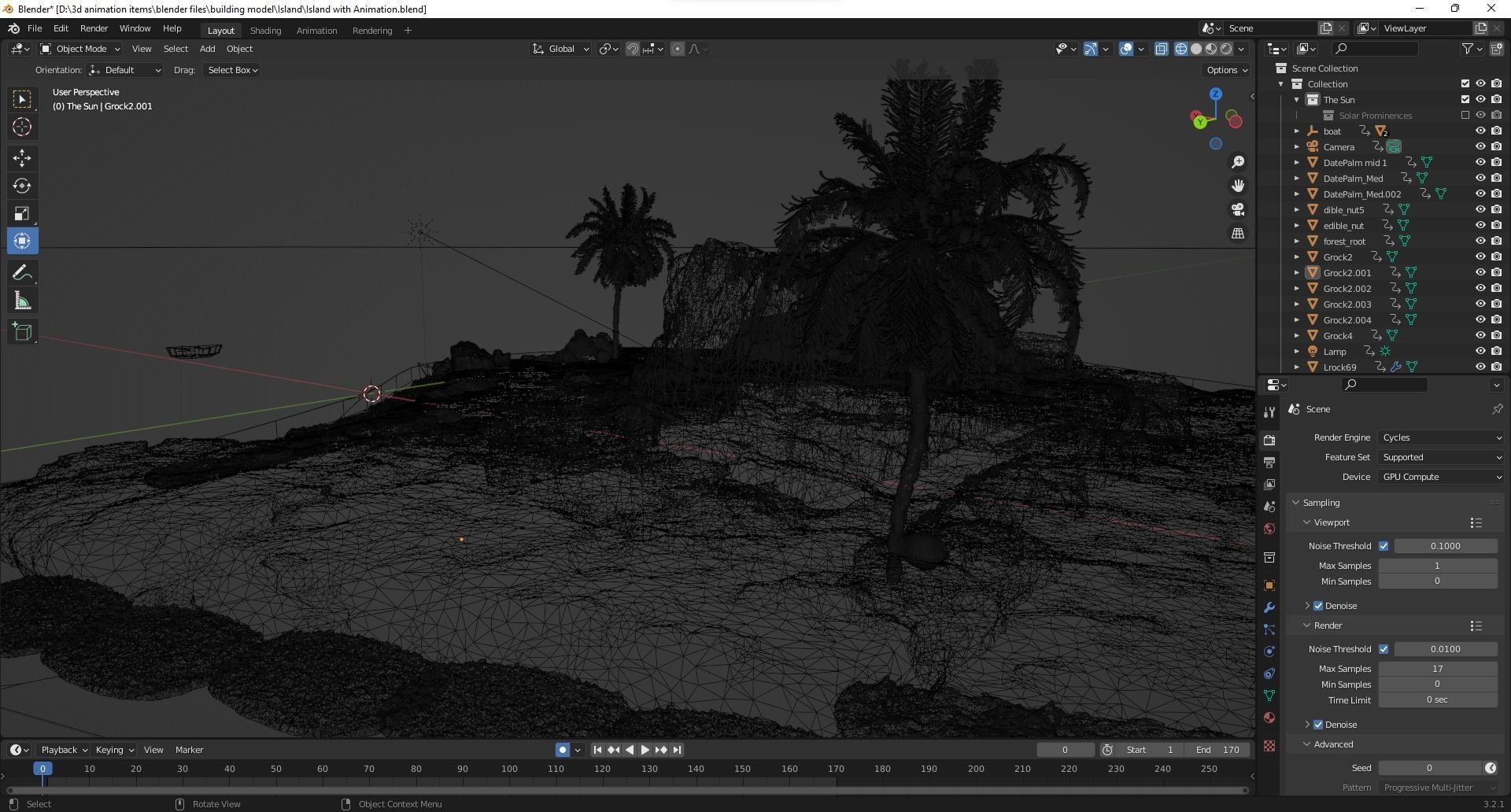 Realistic Island 3D Model with textures and sea 3D model_11