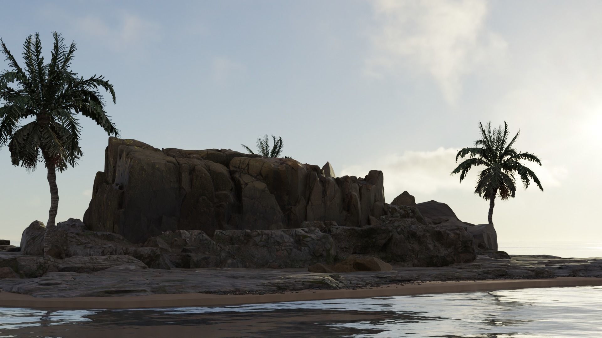 Realistic Island 3D Model with textures and sea 3D model_5