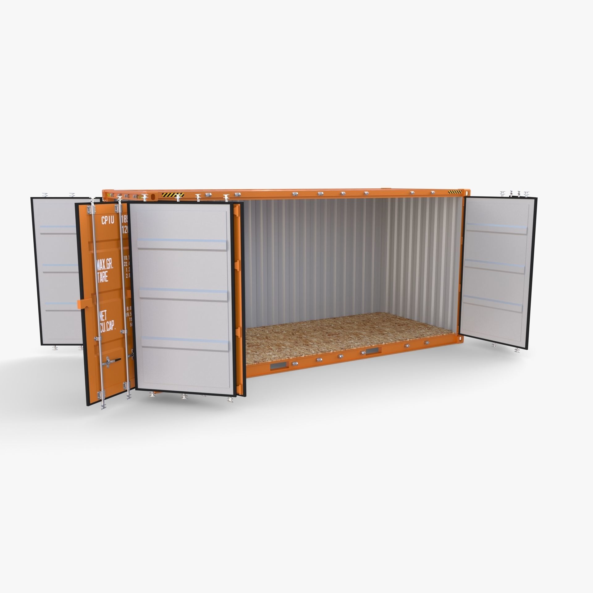 20ft Shipping Container Side Open High Cube 3D model_4