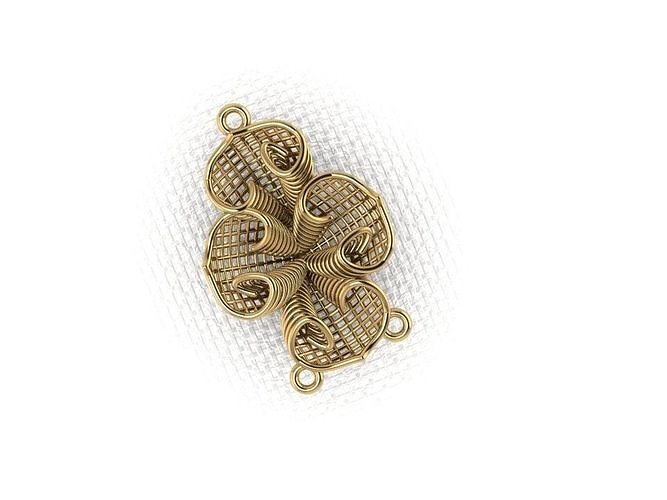pendant41 gold plated brass flower charm 3D print model