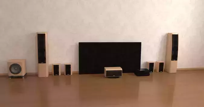 TV and HiFi surround sound system 3D model