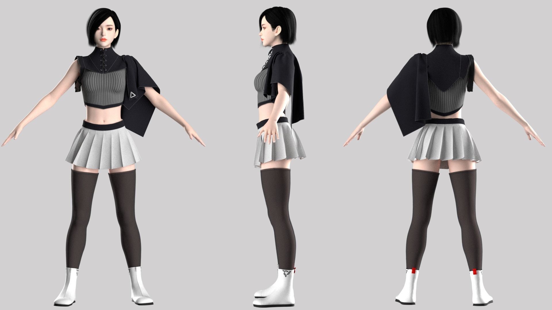Female Streetwear Outfit Marvelous Designer Project 3D model_2
