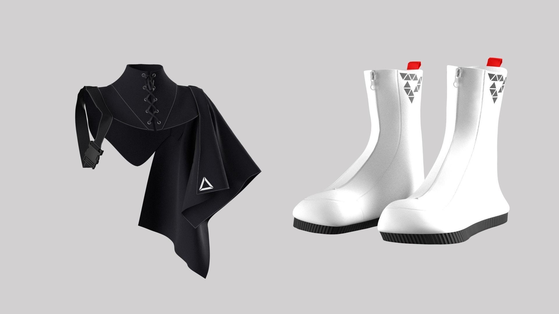 Female Streetwear Outfit Marvelous Designer Project 3D model_3