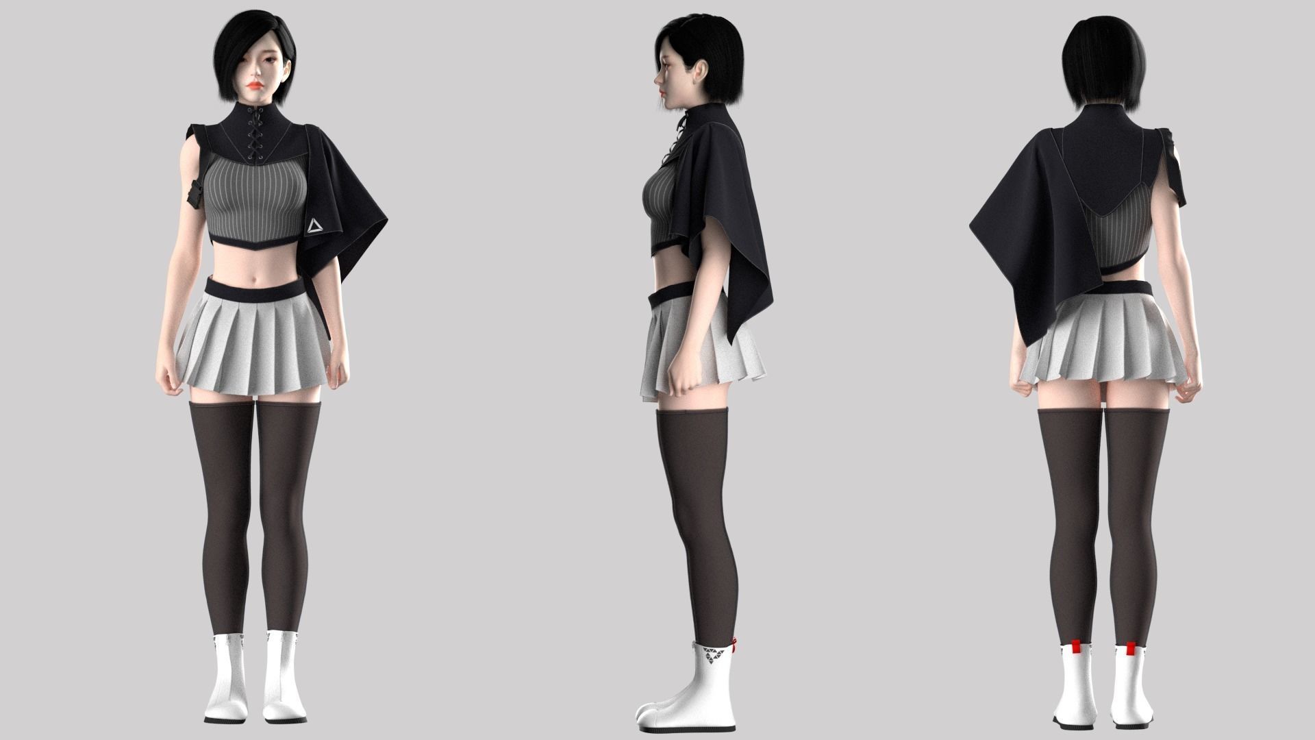 Female Streetwear Outfit Marvelous Designer Project 3D model_1