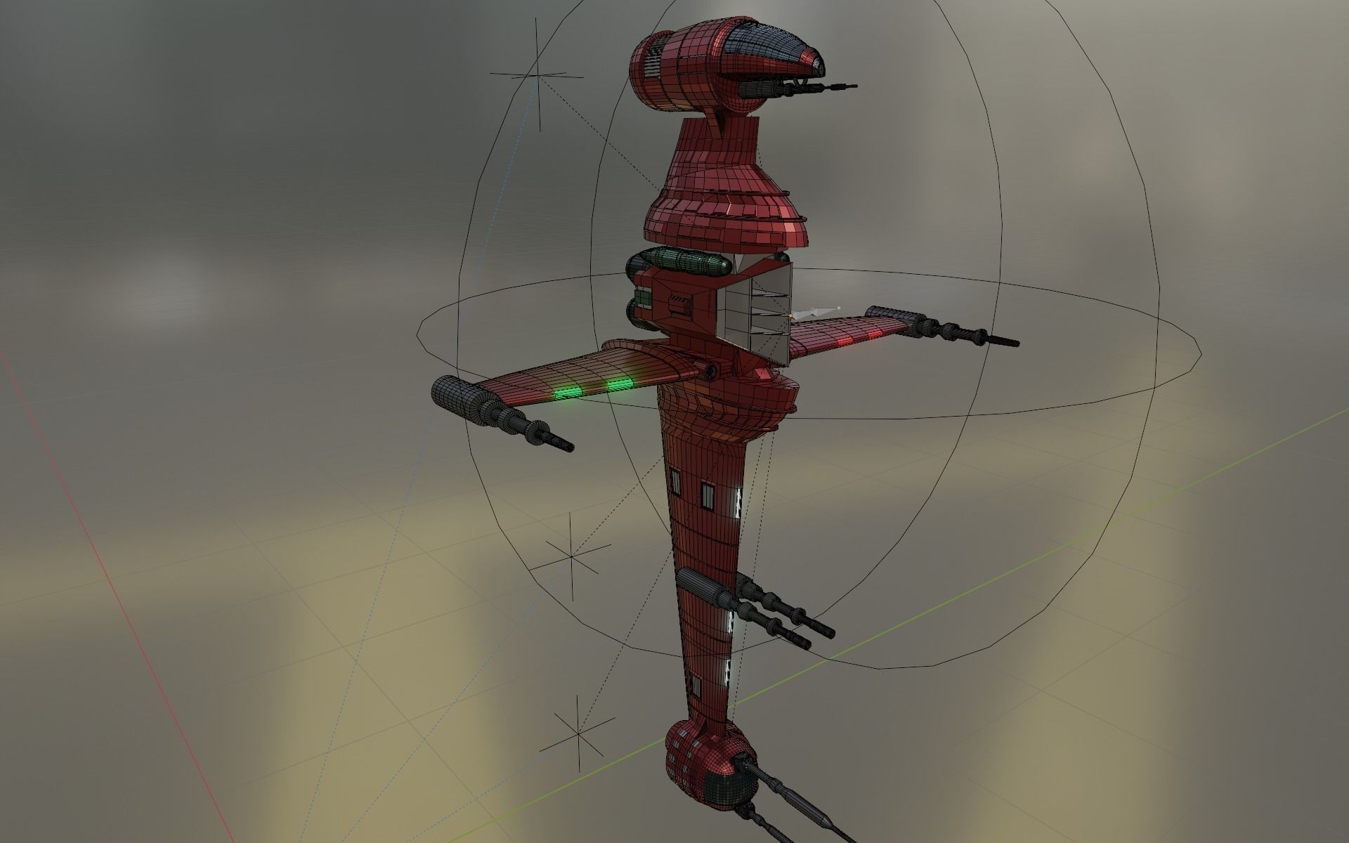 B-wing spaceship 3D model_8