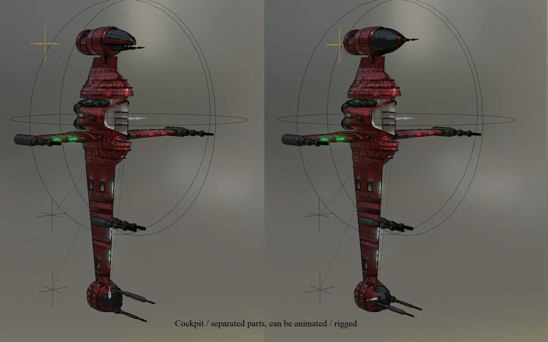 B-wing spaceship 3D model_9