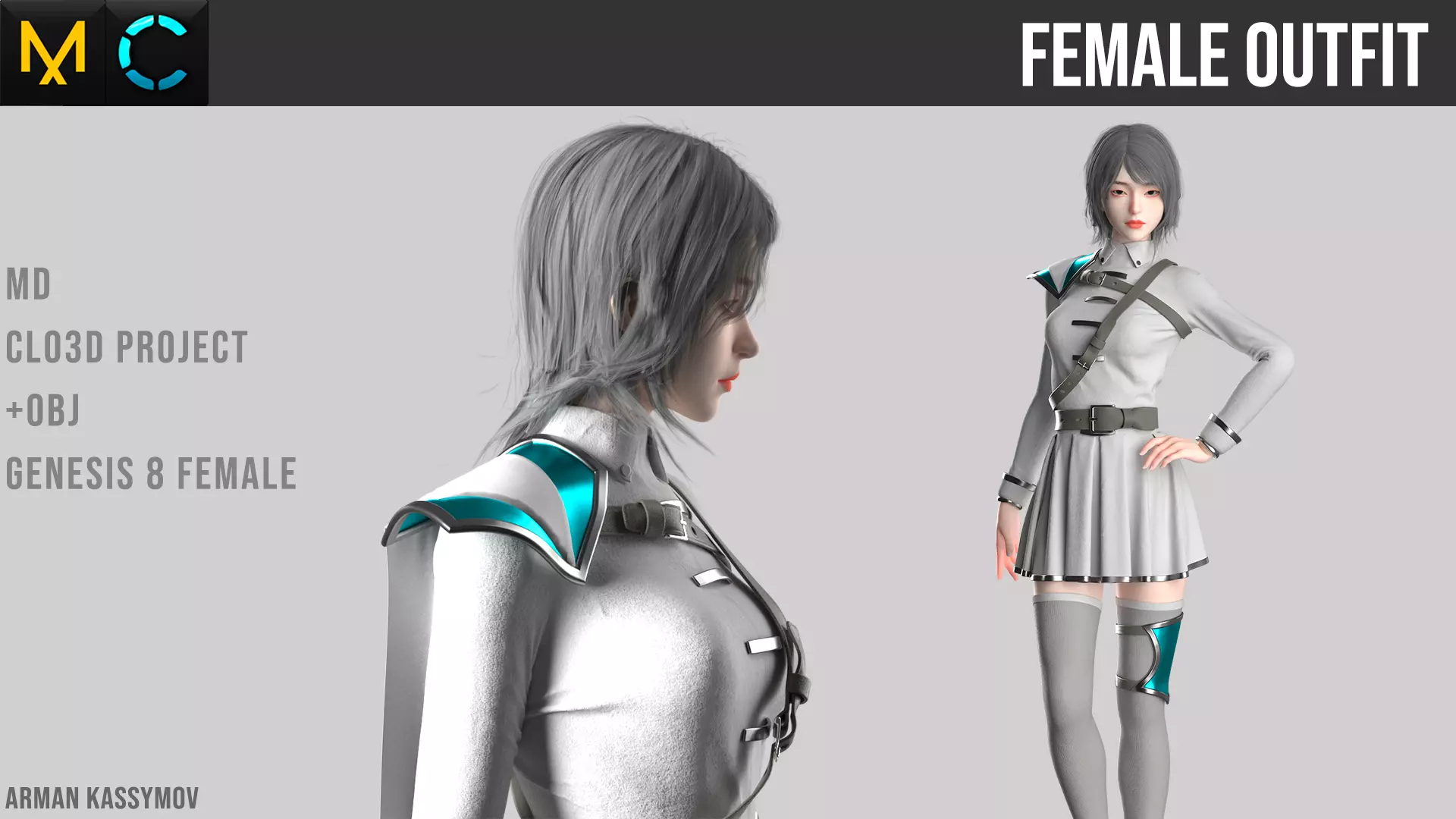Female Outfit Marvelous Designer Project 3D model_0