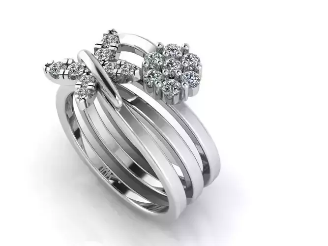 butter fly and flower ring 390