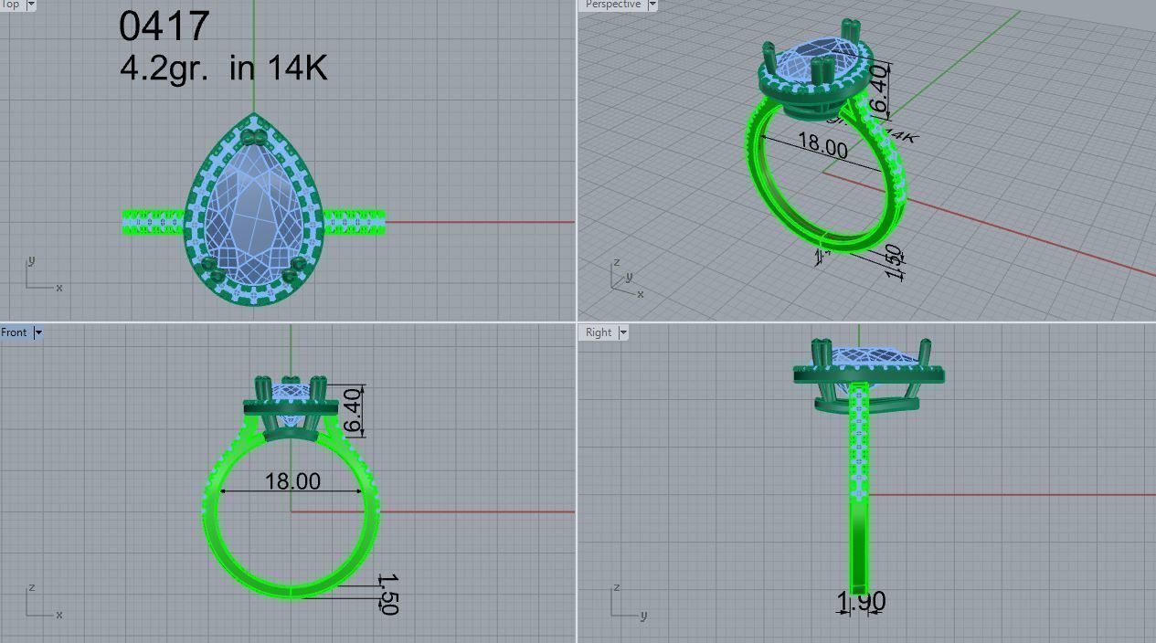 pear shape halo ring 392 3D print model_4