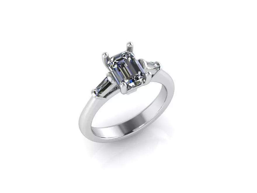 3 stone emerald ring 393 3D print model_0