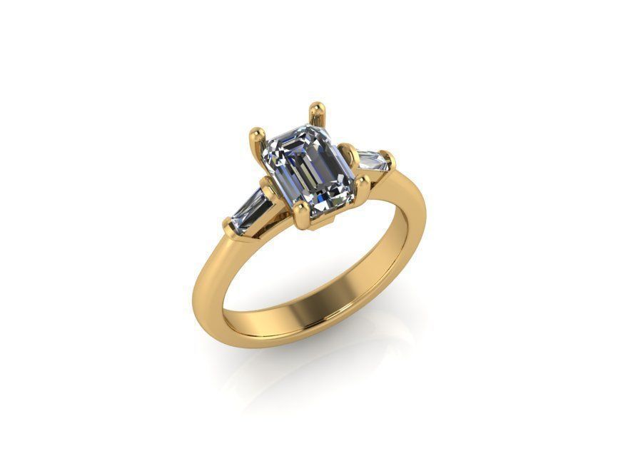 3 stone emerald ring 393 3D print model_1