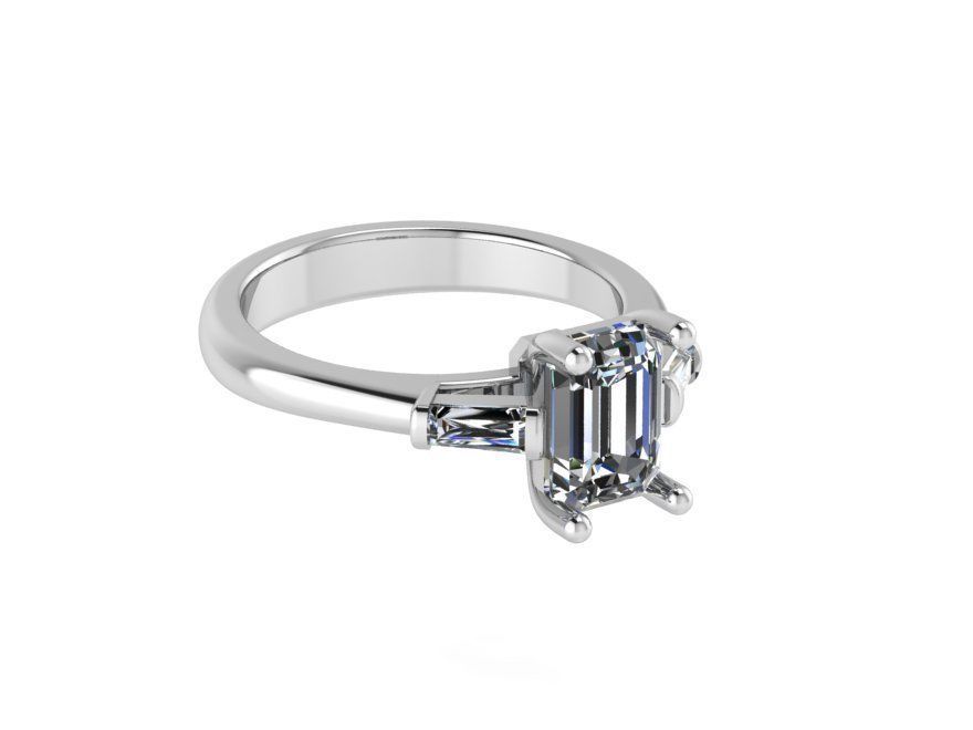 3 stone emerald ring 393 3D print model_3