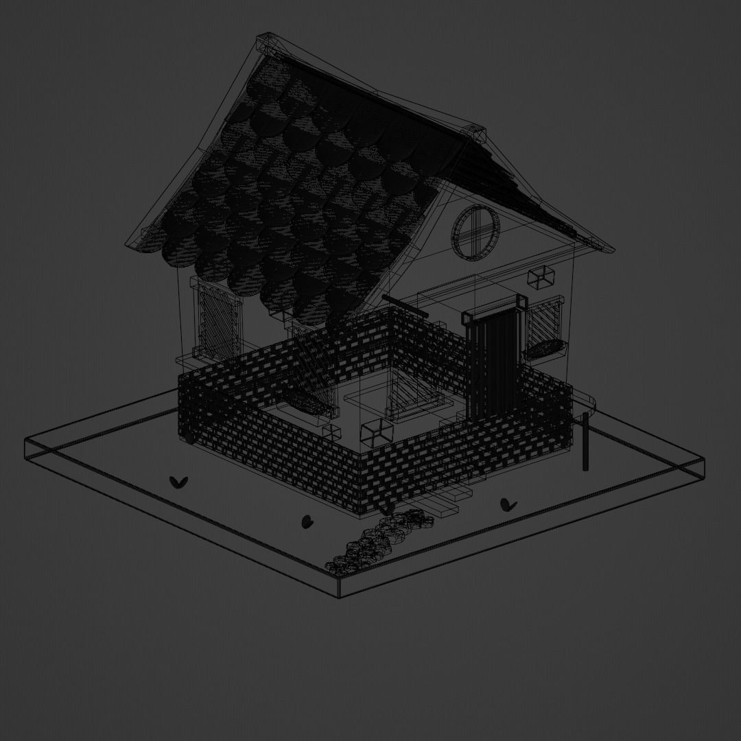 cute house low-poly game-ready Low-poly 3D model_3