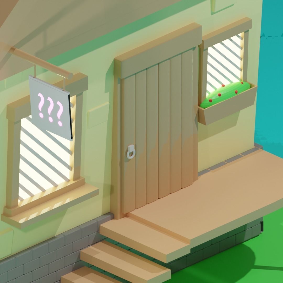cute house low-poly game-ready Low-poly 3D model_1