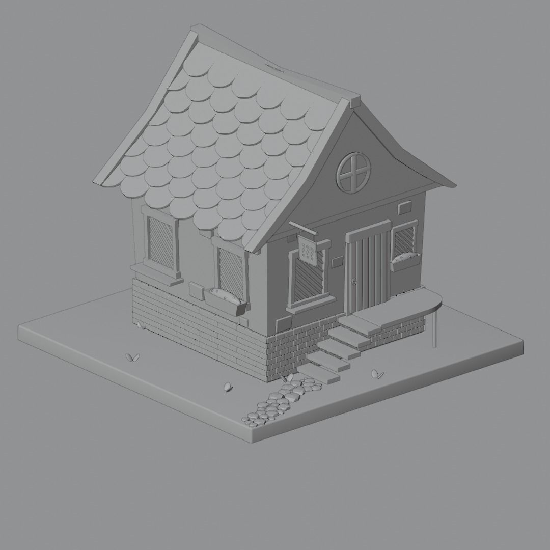cute house low-poly game-ready Low-poly 3D model_2