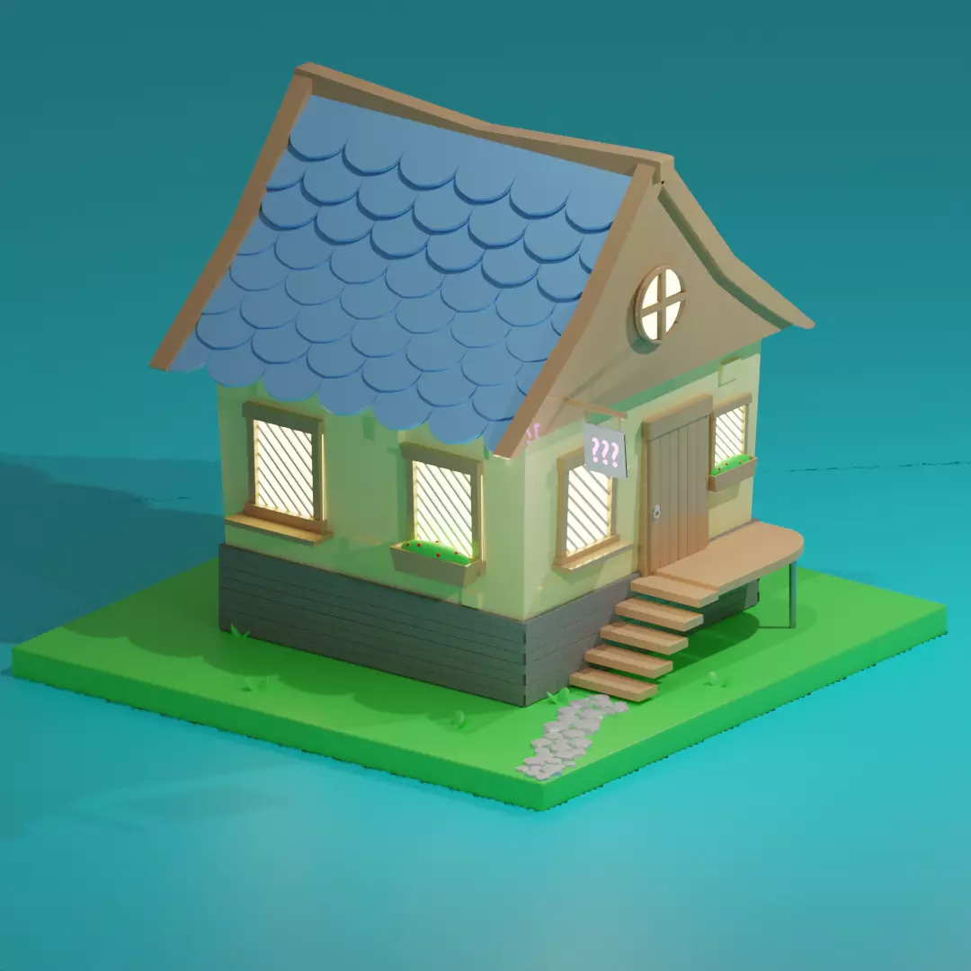 cute house low-poly game-ready Low-poly 3D model_0