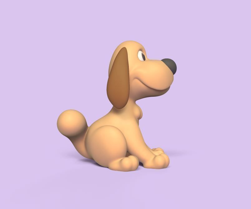 Cartoon Sitting Dog 3D print model_2
