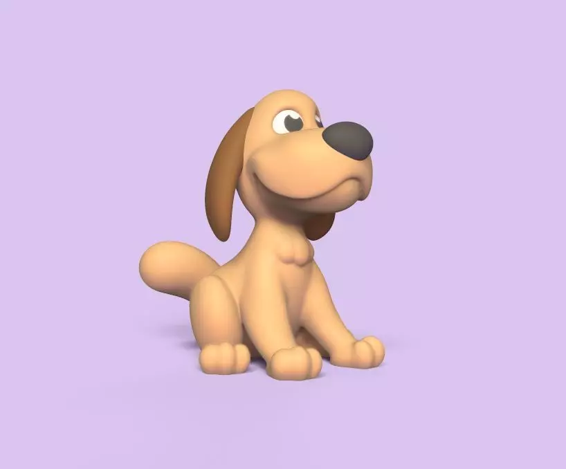 Cartoon Sitting Dog 3D print model_0