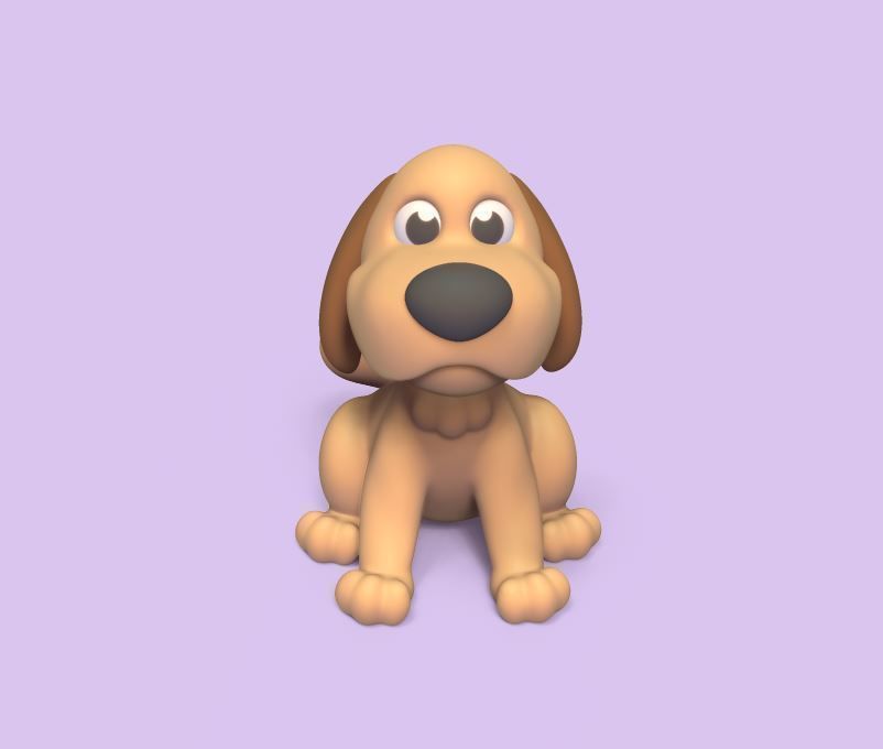Cartoon Sitting Dog 3D print model_3
