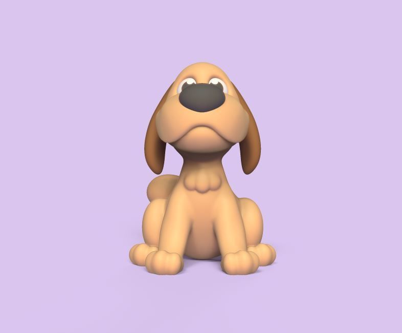 Cartoon Sitting Dog 3D print model_1