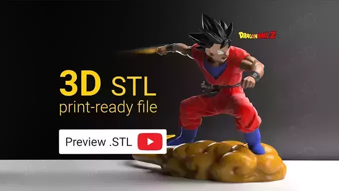 Kid Goku on Nimbus 3D print model