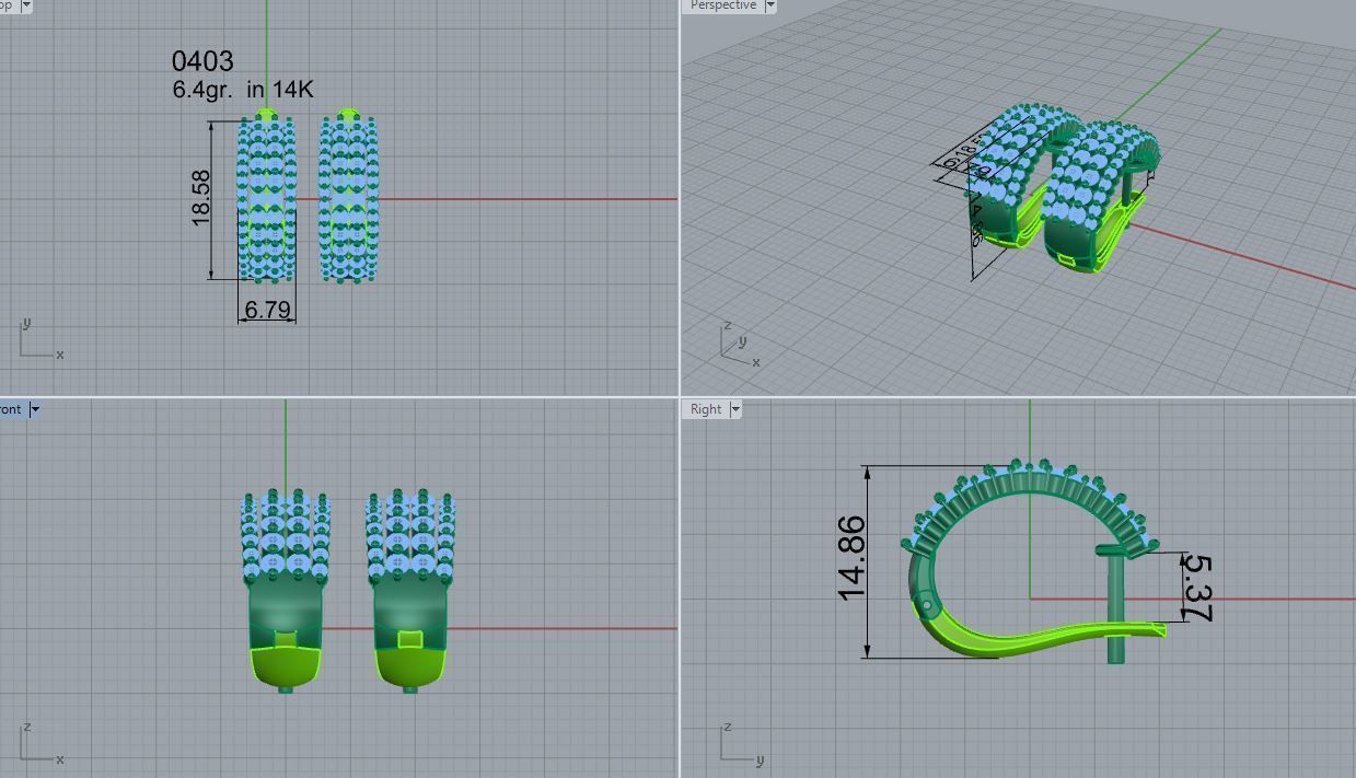 4 row basket seting earring 3D print model_4