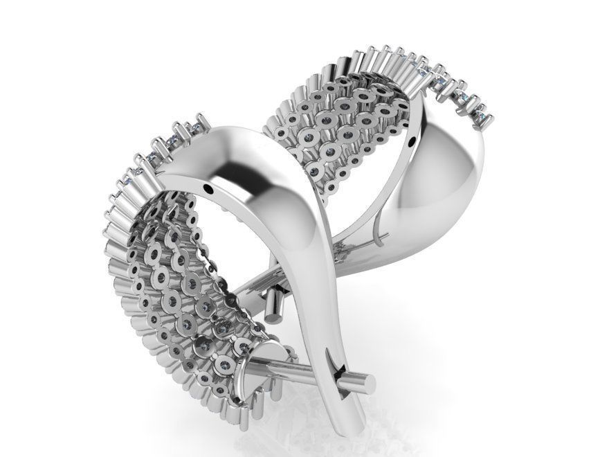 4 row basket seting earring 3D print model_3