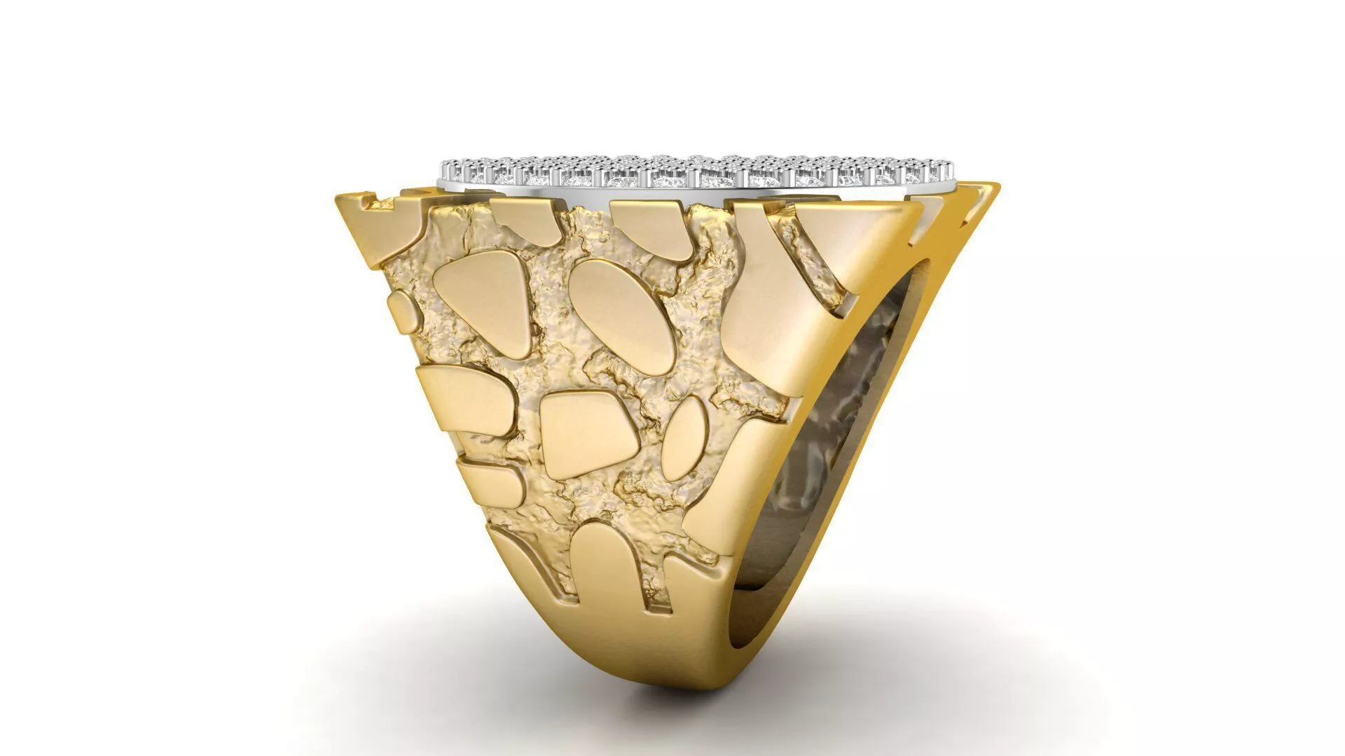 Gents Diamond Nugget Ring 34 3D print model