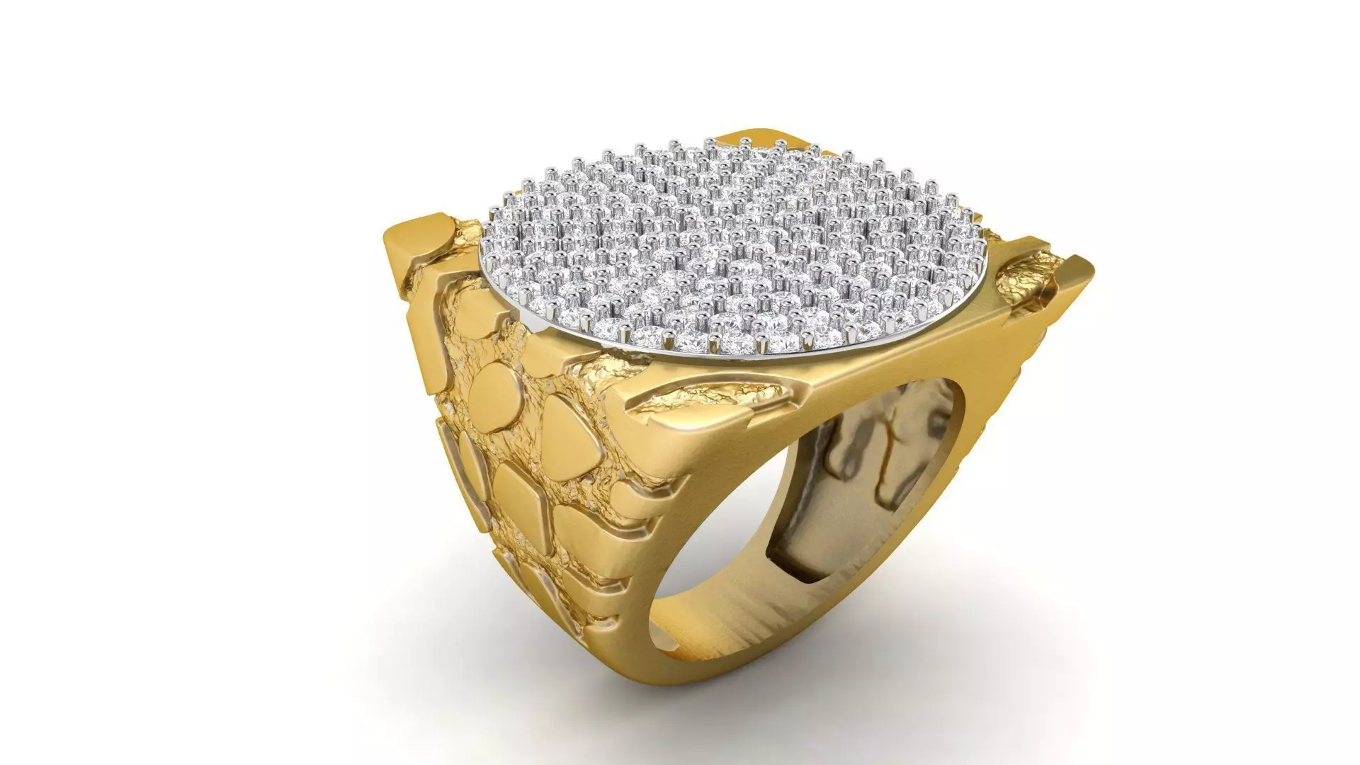 Gents Diamond Nugget Ring 34 3D print model