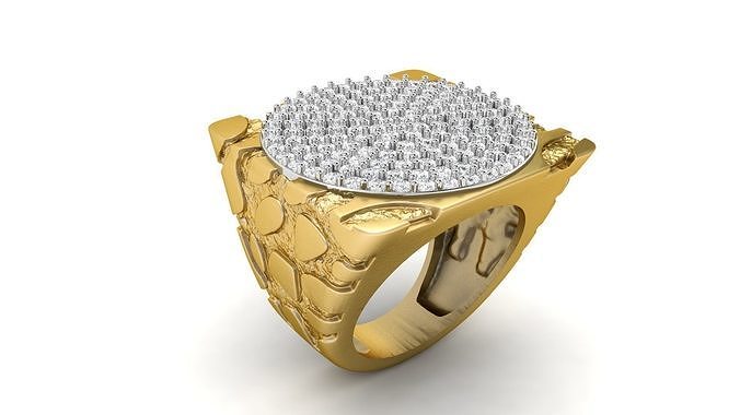 Gents Diamond  Nugget Ring 34 3D print model