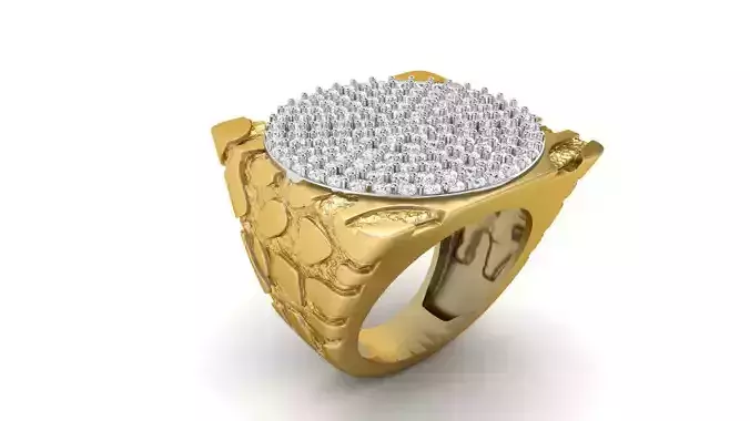 Gents Diamond  Nugget Ring 34 3D print model